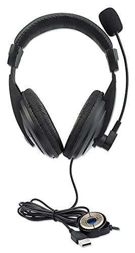 MANHATTAN Stereo USB-Headset Over Ear, USB-A Stecker schwarz