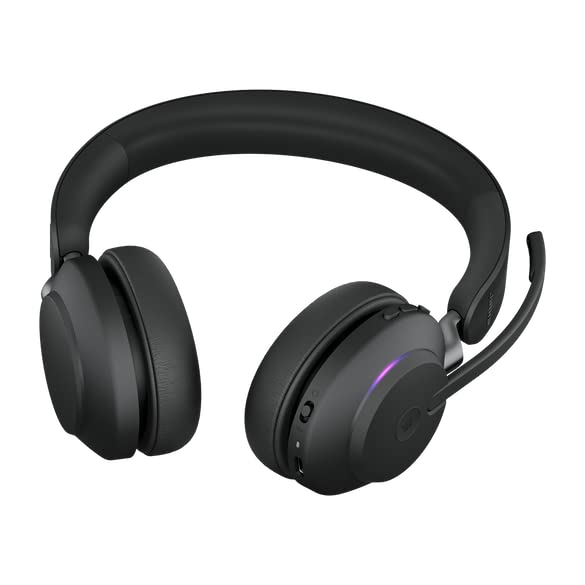 Jabra Evolve2 65 Headset, Stereo, kabellos, Bluetooth, schwarz inkl. Link 380 USB-C, Optimiert für Microsoft Teams