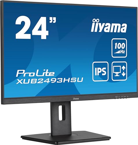 61cm/24" (1920x1080) Iiyama ProLite XUB2493HSU-B6 16:9 FHD IPS 100Hz 1ms HDMI DP Pivot Vesa Speaker Black