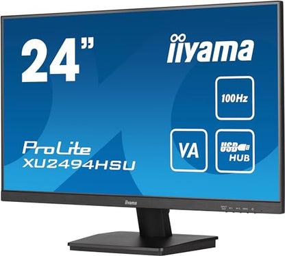 61cm/24" (1920x1080) Iiyama ProLite XU2494HSU-B6 16:9 FHD 100Hz 1ms HDMI DP USB LS Black