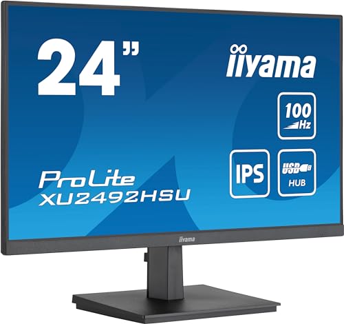 61cm/24" (1920x1080) Iiyama ProLite XU2492HSU-B6 16:9 FHD IPS 100Hz 0,4ms HDMI DP USB Speaker Black