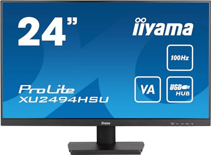 61cm/24" (1920x1080) Iiyama ProLite XU2494HSU-B6 16:9 FHD 100Hz 1ms HDMI DP USB LS Black