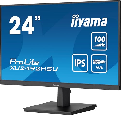 61cm/24" (1920x1080) Iiyama ProLite XU2492HSU-B6 16:9 FHD IPS 100Hz 0,4ms HDMI DP USB Speaker Black