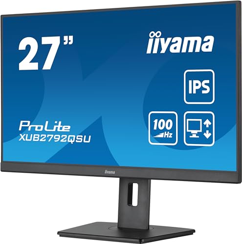 68,5cm/27" (2560x1440) Iiyama ProLite XUB2792QSU-B6 16:9 WQHD IPS 100Hz 0,4ms HDMI DP USB Pivot Speaker Black