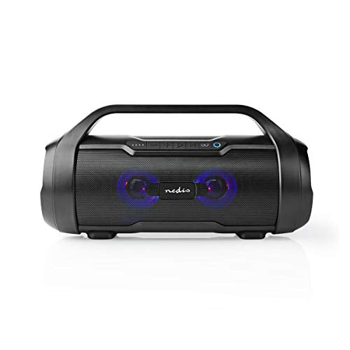 Nedis Party Boombox, Bluetooth, 60W Leistung Bis zu 6 Stunden Akkulaufzeit, USB- und microSD-Steckplatz, LED-Partylicht