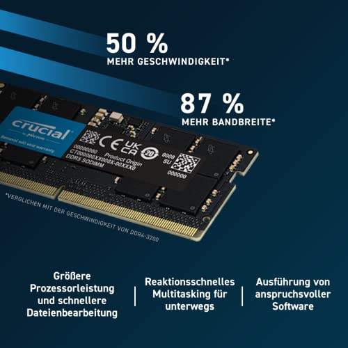 Crucial - DDR5 - Kit - 16 GB: 2 x 8 GB - SO DIMM 262-PIN - 4800 MHz / PC5-38400 - ungepuffert