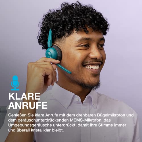 JLab GO Work Pop Wireless On-Ear Bluetooth Kopfhörer 50h Stunden Spielzeit, Mikrofonarm, Bluetooth-Multipoint-Technologie