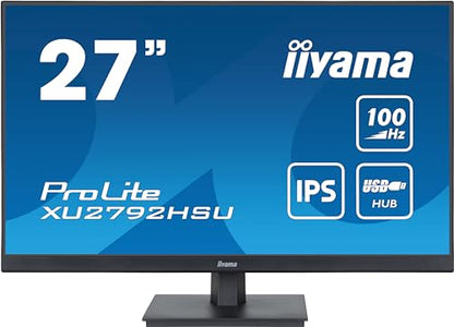 68,6cm/27" (1920x1080) Iiyama ProLite XU2792HSU-B6 16:9 FHD IPS 100Hz 0,4ms HDMI DP USB VESA Speaker Black