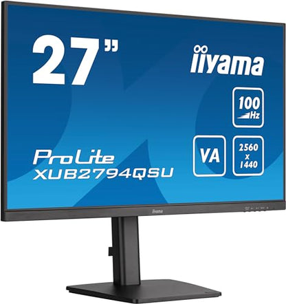 68,6cm/27" (2560x1440) Iiyama ProLite XUB2794QSU-B6 WQHD LED 100Hz 1ms HDMI DP USB LS VESA Pivot Black