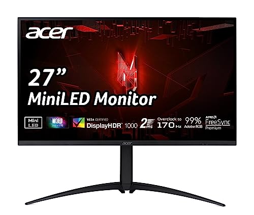 Acer Nitro (XV275UP3biiprx) 27" QHD Gaming Monitor 68,6 cm (27,0 Zoll), VA Panel, MiniLED, 170Hz DP/144Hz HDMI, 600nits native/1000nits peak, 2ms (GTG