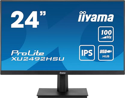 61cm/24" (1920x1080) Iiyama ProLite XU2492HSU-B6 16:9 FHD IPS 100Hz 0,4ms HDMI DP USB Speaker Black