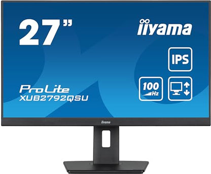 68,5cm/27" (2560x1440) Iiyama ProLite XUB2792QSU-B6 16:9 WQHD IPS 100Hz 0,4ms HDMI DP USB Pivot Speaker Black