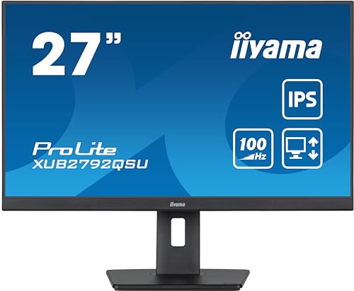 68,5cm/27" (2560x1440) Iiyama ProLite XUB2792QSU-B6 16:9 WQHD IPS 100Hz 0,4ms HDMI DP USB Pivot Speaker Black