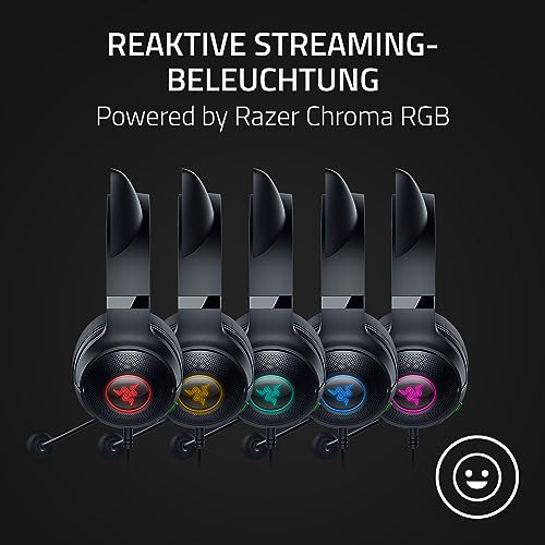 Razer Kraken Kitty Edition V2 Black Gaming Headset - Kabelgebundenes Headset mit Katzenohren und Razer Chroma RGB Beleuchtung