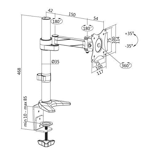 LogiLink Monitorhalterung 13–27 Aluminium Armlänge 246 mm BP0075