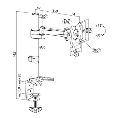 LogiLink Monitorhalterung 13–27 Aluminium Armlänge 246 mm BP0075