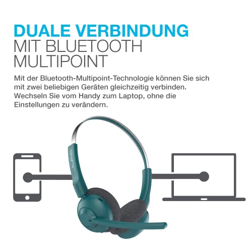 JLab GO Work Pop Wireless On-Ear Bluetooth Kopfhörer 50h Stunden Spielzeit, Mikrofonarm, Bluetooth-Multipoint-Technologie