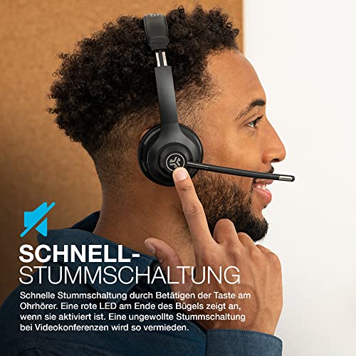 JLab GO Work Wireless Bluetooth On-Ear Headset 45 Stunden Spielzeit, Eingebautes Mikrofon