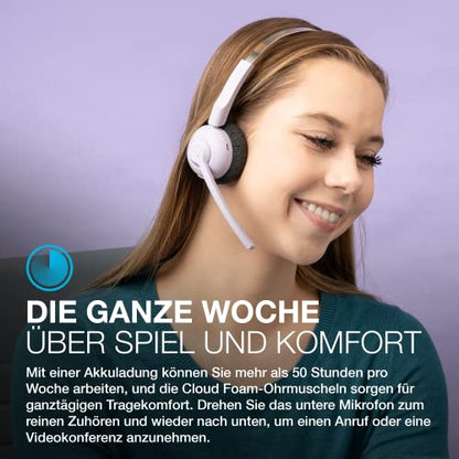 JLab GO Work Pop Wireless On-Ear Bluetooth Kopfhörer 50h Stunden Spielzeit, Mikrofonarm, Bluetooth-Multipoint-Technologie