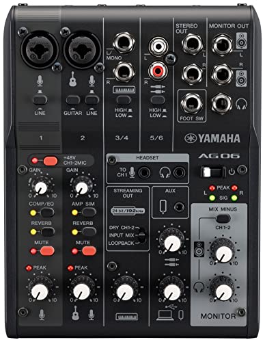 Yamaha AG06MK2 6-Kanal Streaming Mischpult, Schwarz