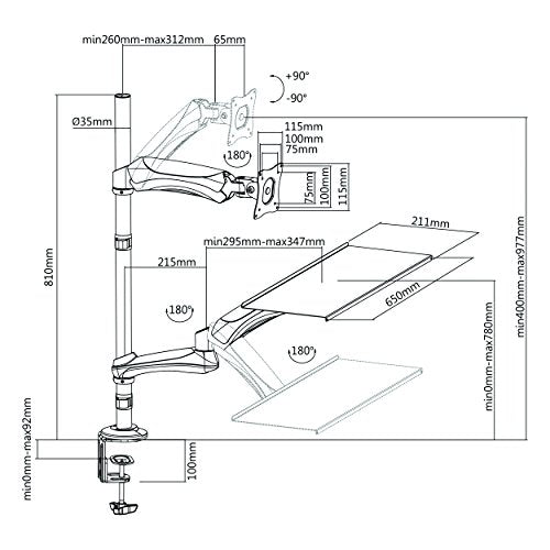 Logilink Sit-Stand Workstation -Befestigungskit für Monitor/Tastatur BP0030