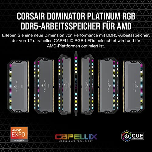 CORSAIR RAM Dominator Platinum RGB - 32 GB (2 x 16 GB Kit) - DDR5-6000 DIMM CL30