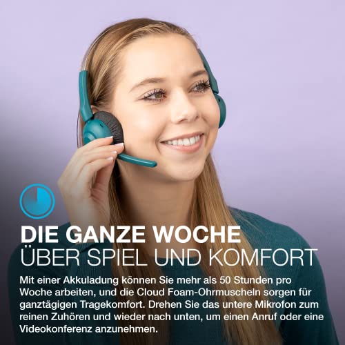 JLab GO Work Pop Wireless On-Ear Bluetooth Kopfhörer 50h Stunden Spielzeit, Mikrofonarm, Bluetooth-Multipoint-Technologie