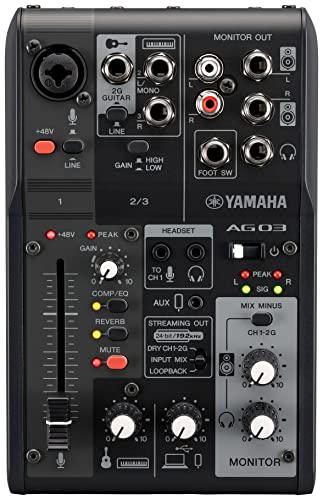 Yamaha AG03MK2 3-Kanal Streaming Mischpult, Schwarz