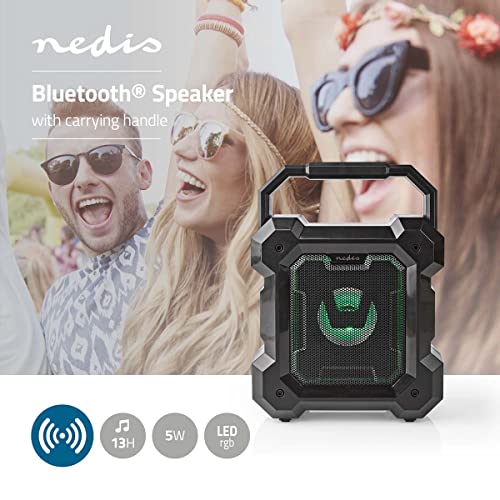 Nedis Bluetooth®-Lautsprecher | max. Batteriespielzeit: 13 Std - Tisch Design | 5 W | Mono | Eingebautes Mikro | Schwarz