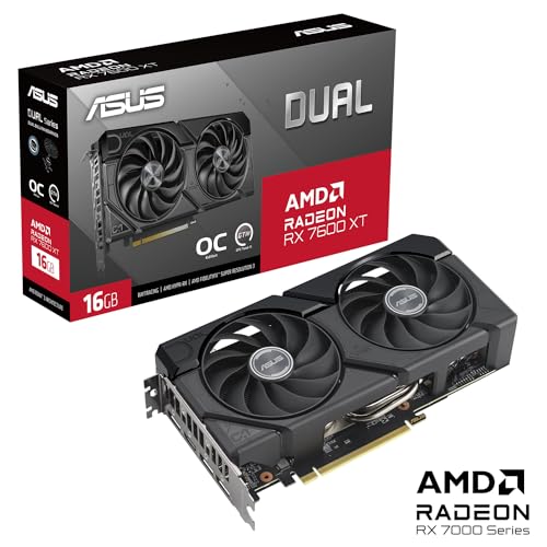 ASUS Dual Radeon RX 7600 XT OC Grafikkarte - 16GB GDDR6, 1x HDMI, 3x DP