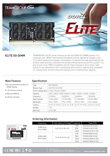 Elite-DDR4-16 GB-SO DIMM 260-PIN-ungepuffert