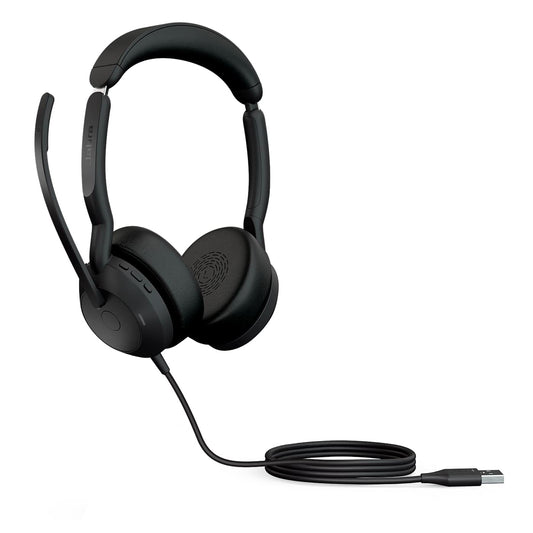 Jabra Evolve2 50 Stereo-Bluetooth Headset 4 Mikrofone, USB-A-Anschluss, UC-kompatibel, Aktive Geräuschunterdrückung