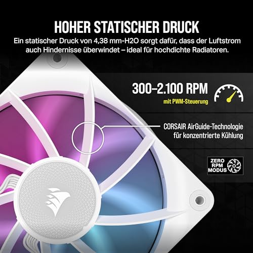 CORSAIR Lüfter 120*120*25 RX120 RGB iCUE Link White Single