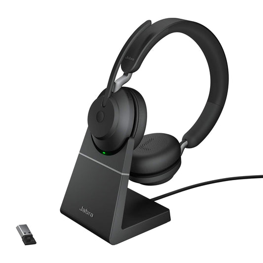 Jabra Evolve2 65 Stereo UC + Ladestation + Link 380 USB-A, schwarz