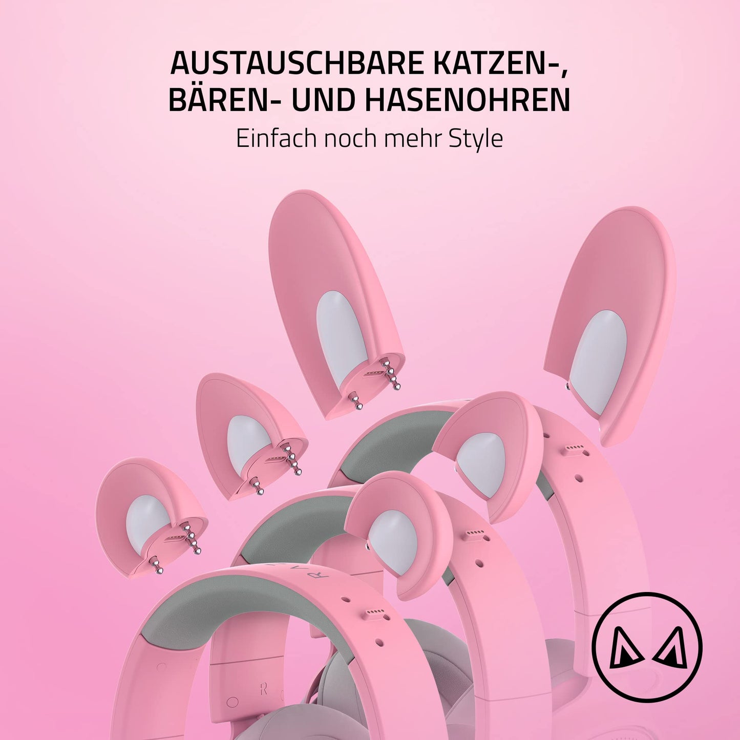 Razer Kraken Kitty Edition V2 Pro Kabelgebundenes RGB Headset mit austauschbaren Ohren , Rosa