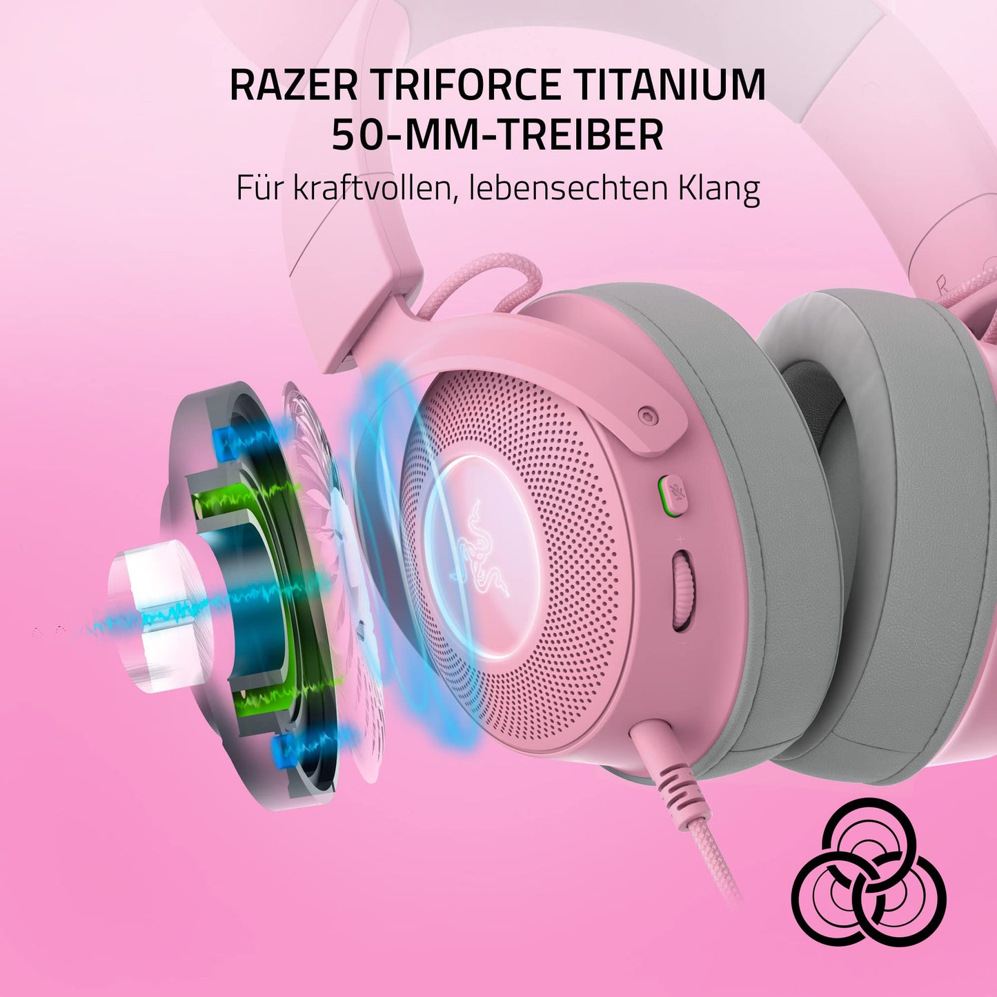 Razer Kraken Kitty Edition V2 Pro Kabelgebundenes RGB Headset mit austauschbaren Ohren , Rosa