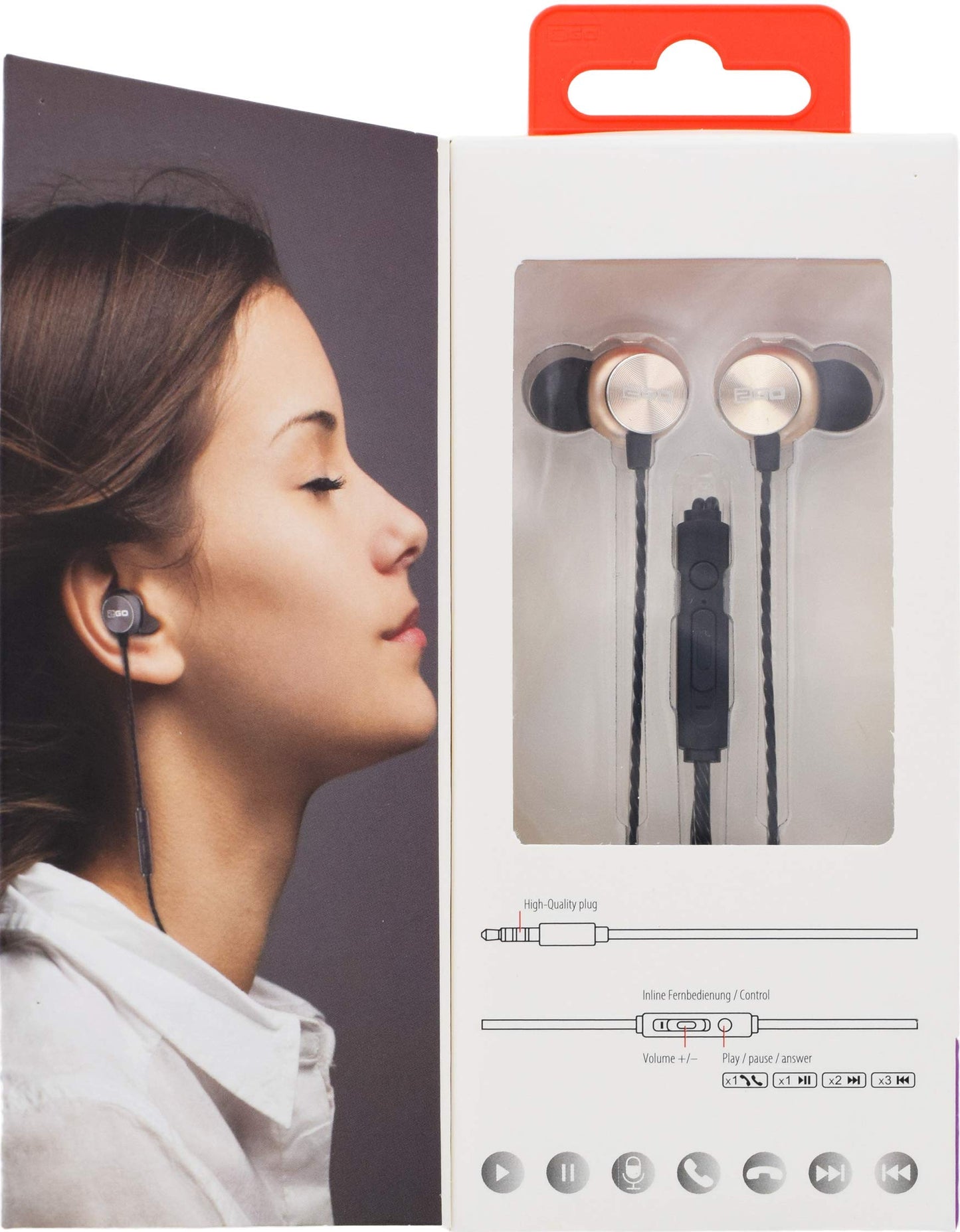 2GO In-Ear Stereo-Headset "Deluxe" - schwarz/gold