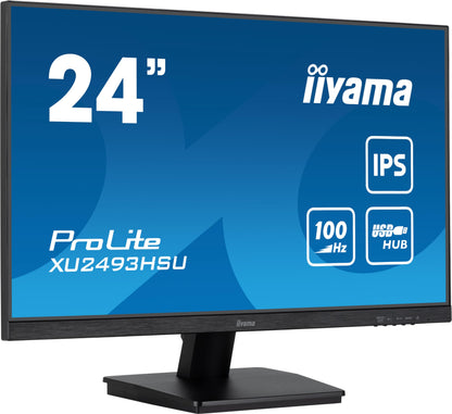 61cm/24" (1920x1080) Iiyama ProLite XU2493HSU-B6 16:9 FHD IPS 100Hz 1ms HDMI DP Speaker Black