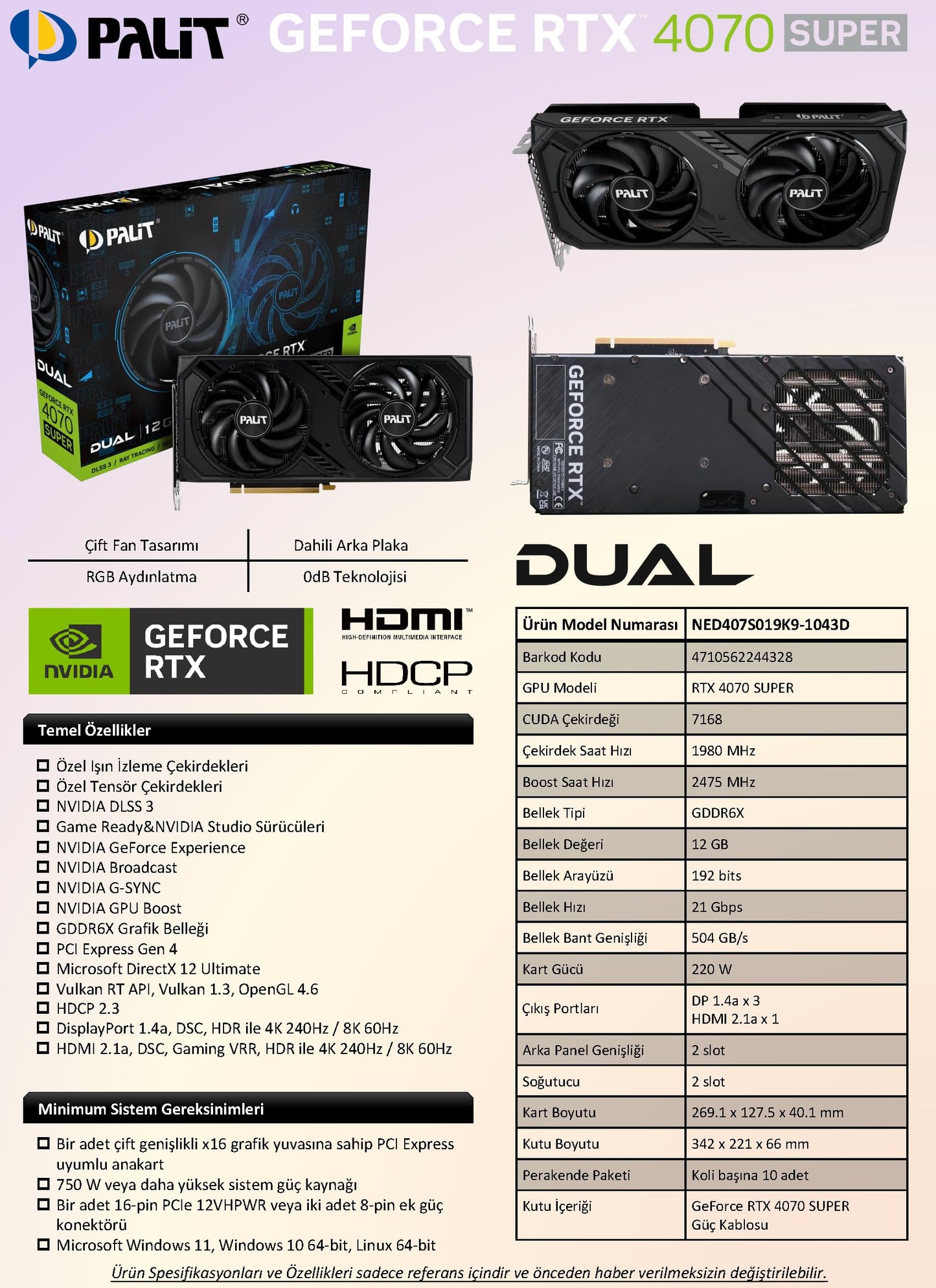 Palit RTX4070 SUPER Dual 12GB DDR6 retail