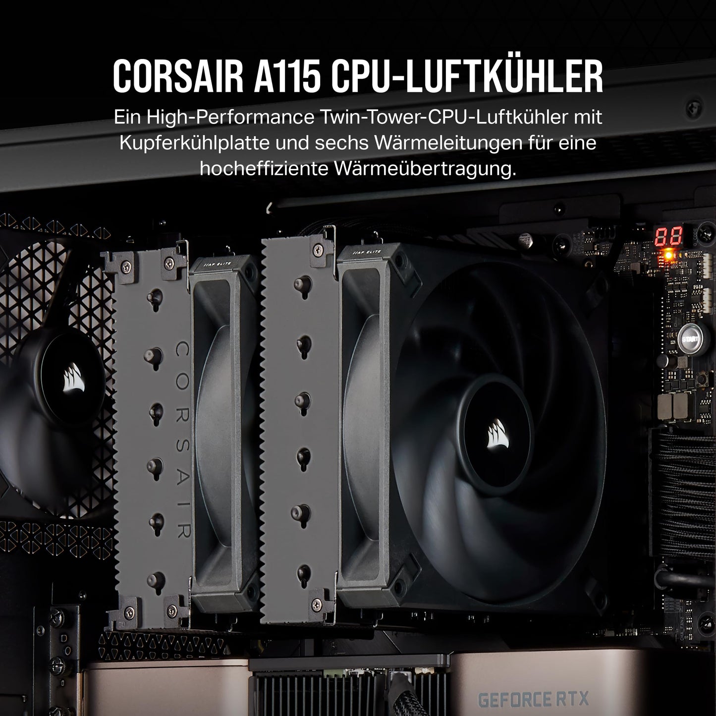 Corsair A115 CPU-Kühler; Dual Tower - 140mm; schwarz