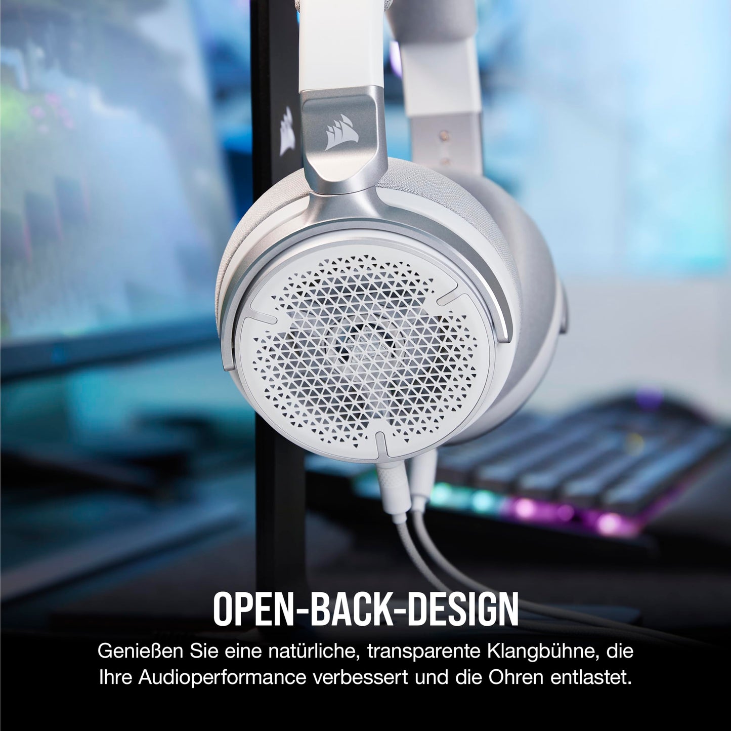 CORSAIR VIRTUOSO PRO Gaming-Headset weiß Kabelgebundenes Streaming/Gaming-Headset mit Open-Back-Design