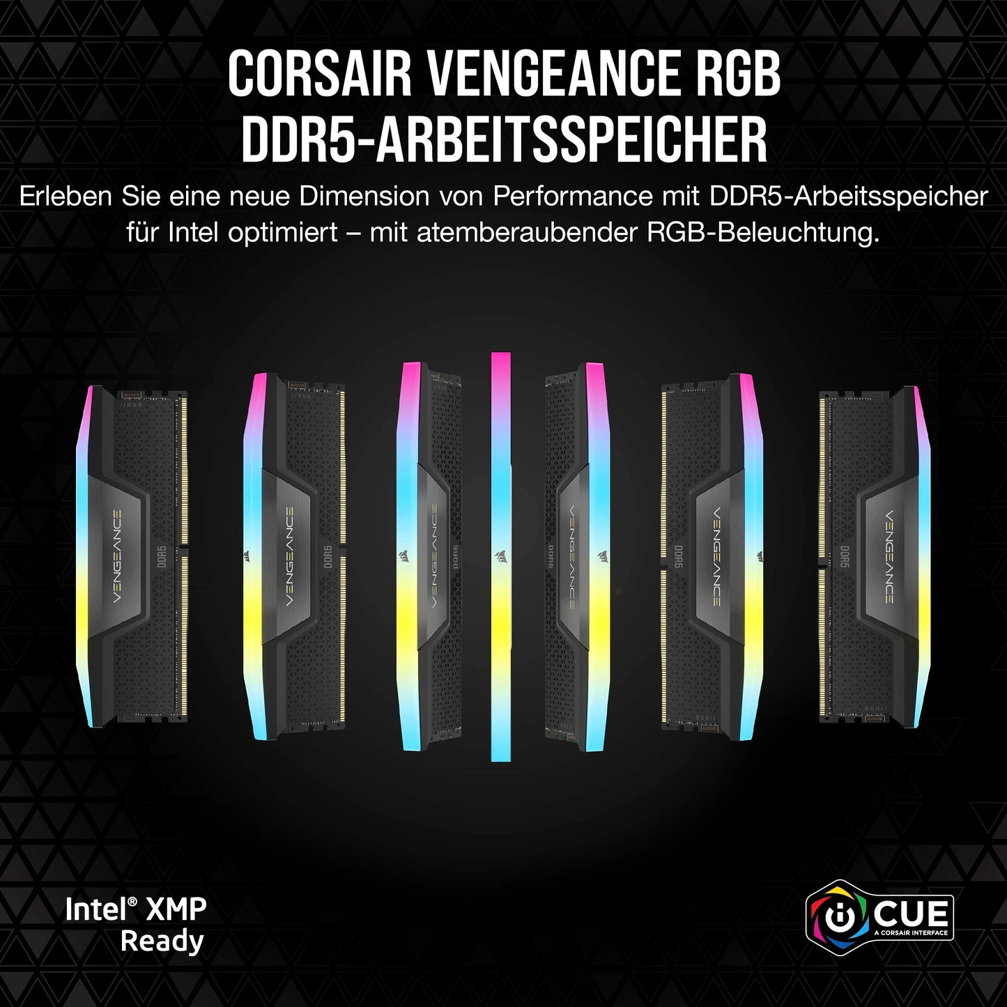 Corsair Vengeance RGB; DDR5-5600; CL36; Intel XMP 3,0 - 64 GB Dual-Kit; schwarz