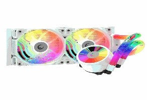 Rampage ICEBLADE C6 White 72CFM 2000RPM ARGB Fan AM5/LGA1700 Compatible LED Tube 240mm Liquid Cooled CPU Fan