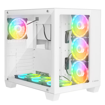 Rampage ICEWAVE White Tempered Glass 7*12cm ARGB Fan Controller Transparent E-ATX Mid-T Gaming Player Case