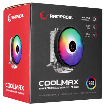 Rampage RM-C08 COOLMAX 23.6CFM 1500RPM 12cm AMD/Intel LGA1200 Compatible RGB Air Cooled CPU Fan