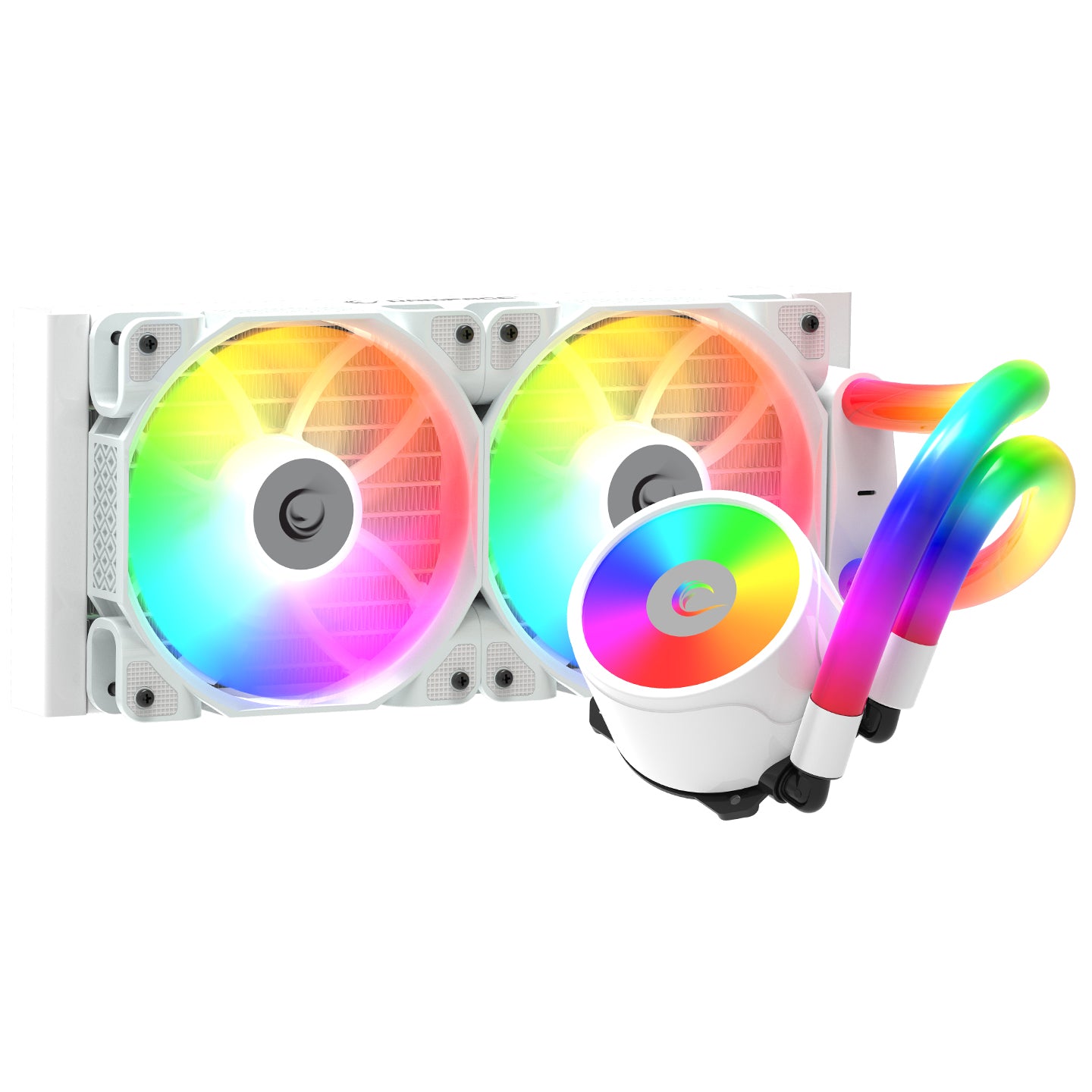 Rampage ICEBLADE C6 White 72CFM 2000RPM ARGB Fan AM5/LGA1700 Compatible LED Tube 240mm Liquid Cooled CPU Fan