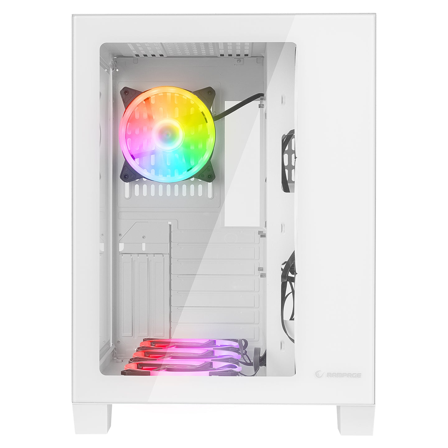 Rampage ICEWAVE White Tempered Glass 7*12cm ARGB Fan Controller Transparent E-ATX Mid-T Gaming Player Case