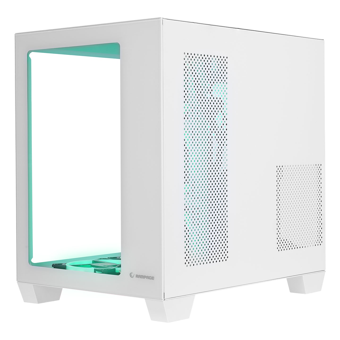 Rampage ICEWAVE White Tempered Glass 7*12cm ARGB Fan Controller Transparent E-ATX Mid-T Gaming Player Case