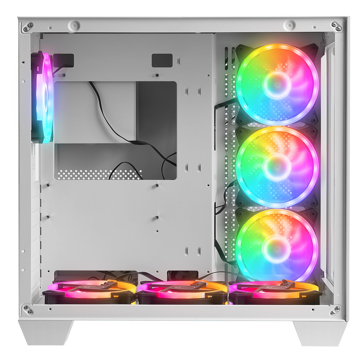 Rampage ICEWAVE White Tempered Glass 7*12cm ARGB Fan Controller Transparent E-ATX Mid-T Gaming Player Case