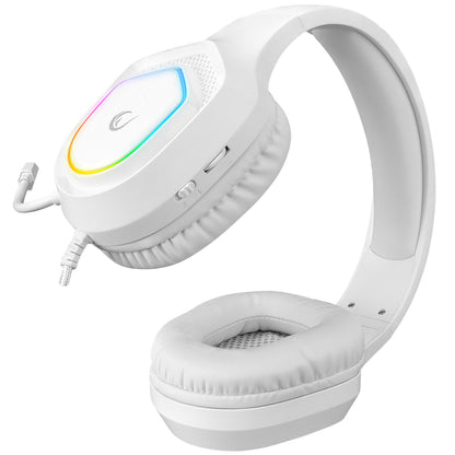 Rampage RM-K90 VECTOR White RGB LED 3.5mm Gaming Headset with Mic and Volume control on earcup. flexible Microphone